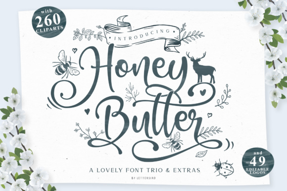 Honey Butter Trio: Elegant Script Font for Makers